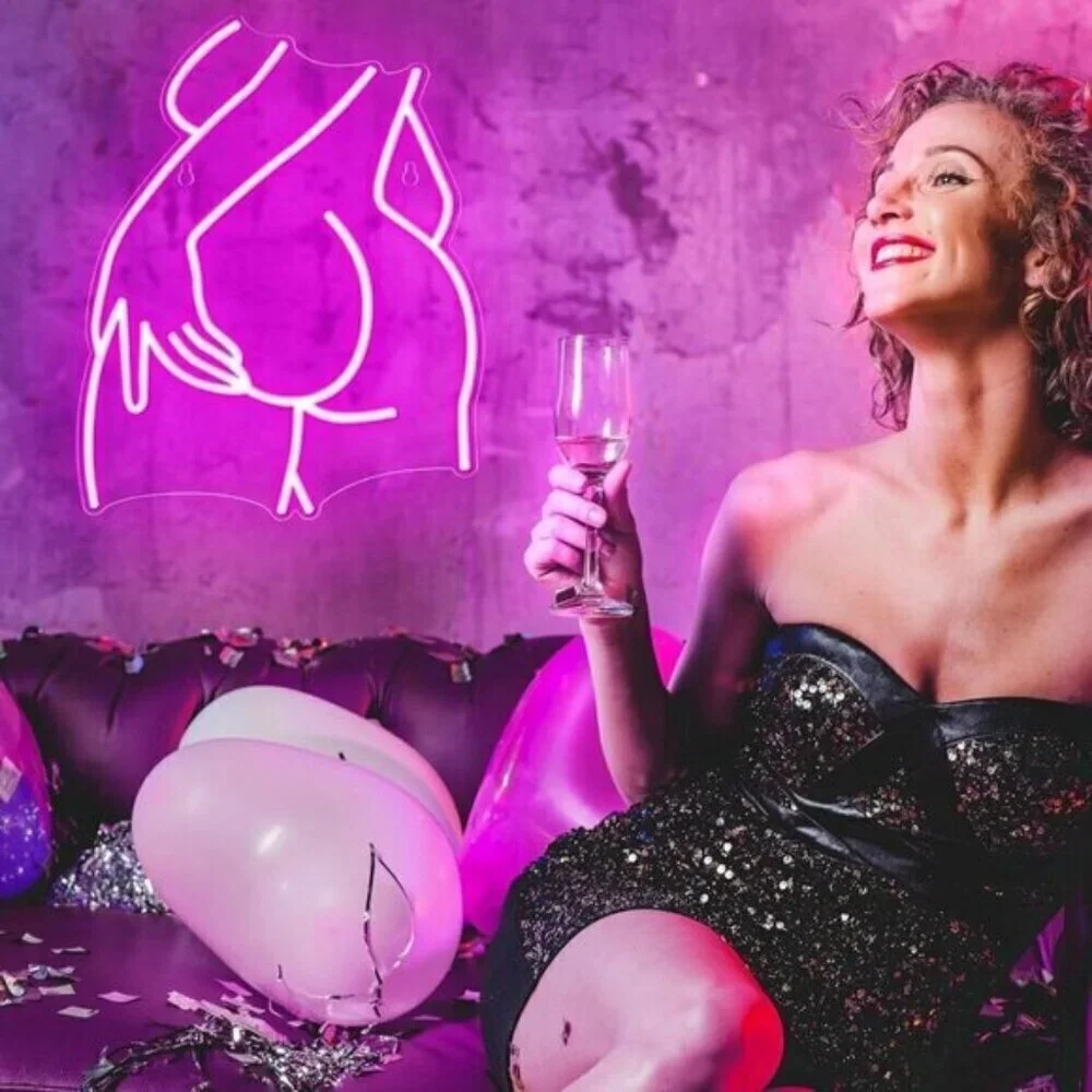 Lady Neon Pink LED Lady Back Neon Signs for Wall Decor for Bedroom, Party, Bar,